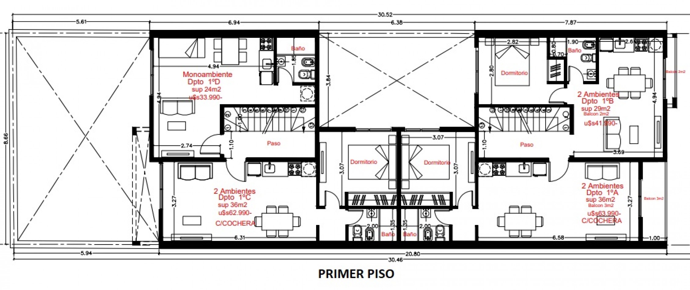 MONOAMBIENTE EN 2DO PISO, DTO B AL FRENTE CON BALCON Y COCHERA CUBIERTA, 22M2, BANFIELD.