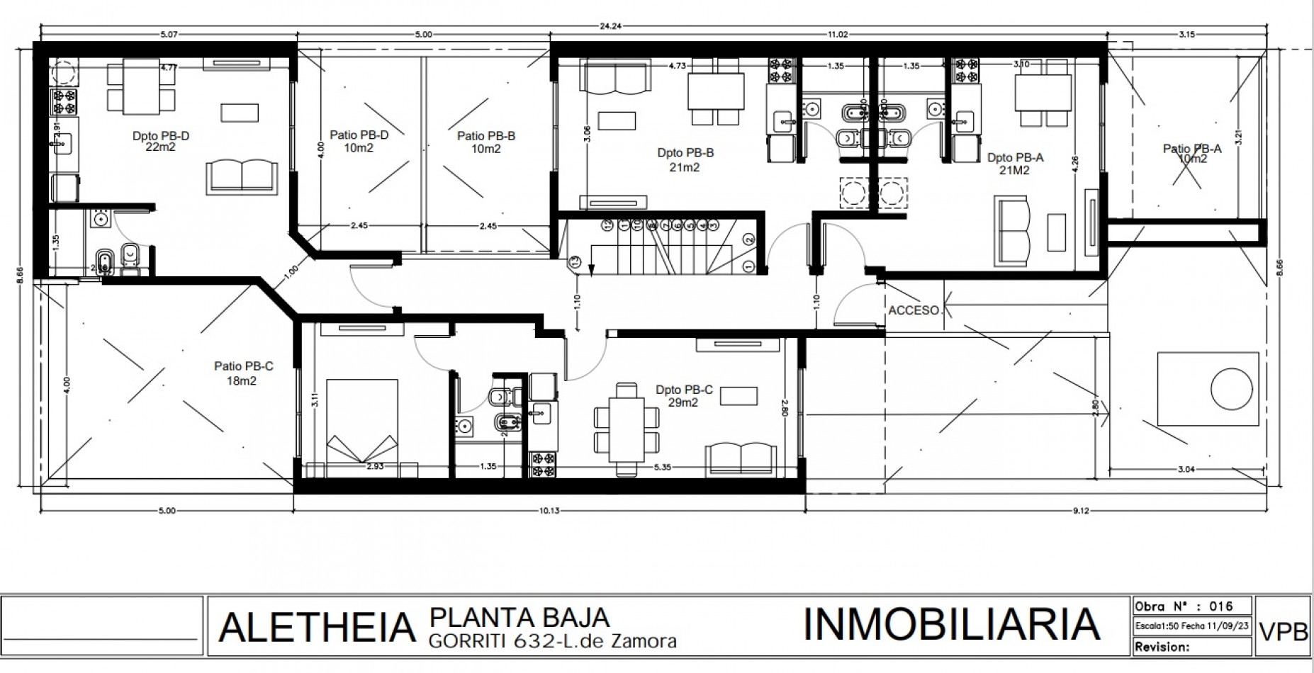 DEPARTAMENTO 2 AMBIENTES, AL FRENTE CON BALCON Y COCHERA CUBIERTA, 1ER PISO, DTO C. 33M2.