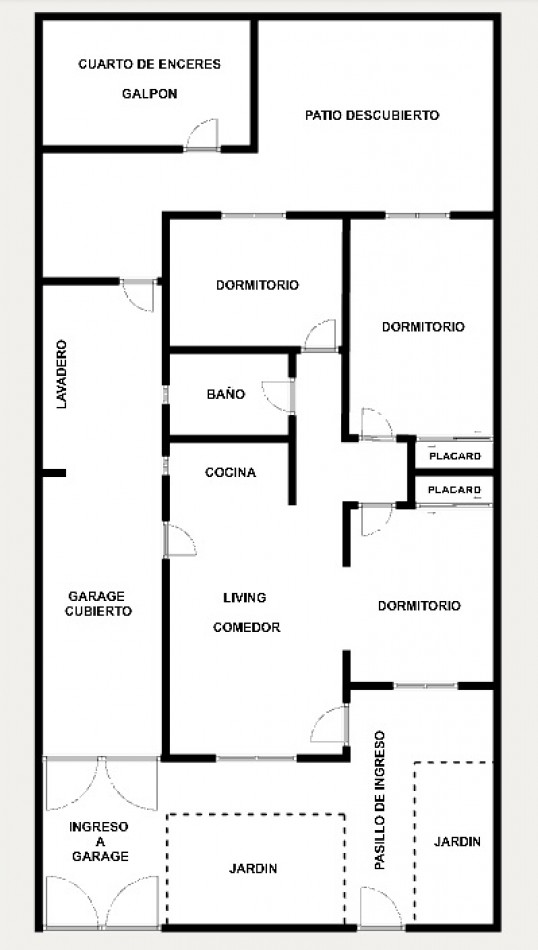 CASA DE 4 AMBIENTES, 3 DORMITORIOS CON GARAGE Y PATIO.