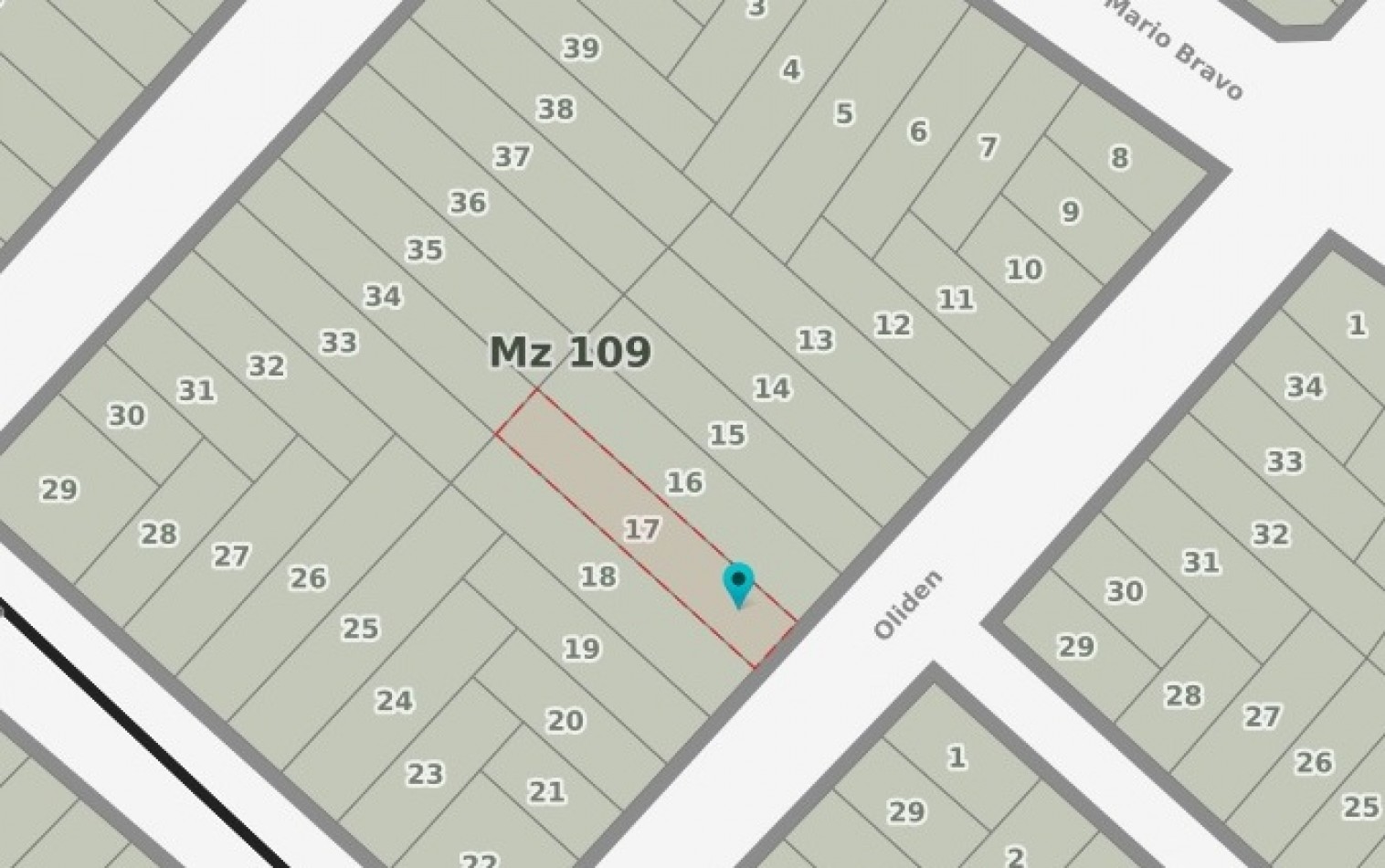 TERRENO DE 7.79M DE FRENTE X 41.65M DE FONDO. SUPERFICIE 324M2.