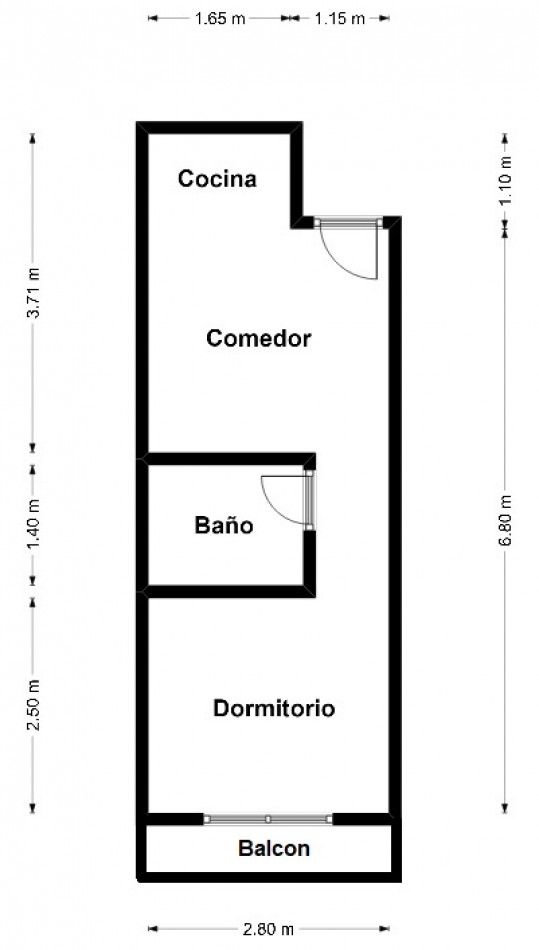 MONOAMBIENTE DIVIDIDO EN TERCER PISO AL FRENTE, CON BALCON.