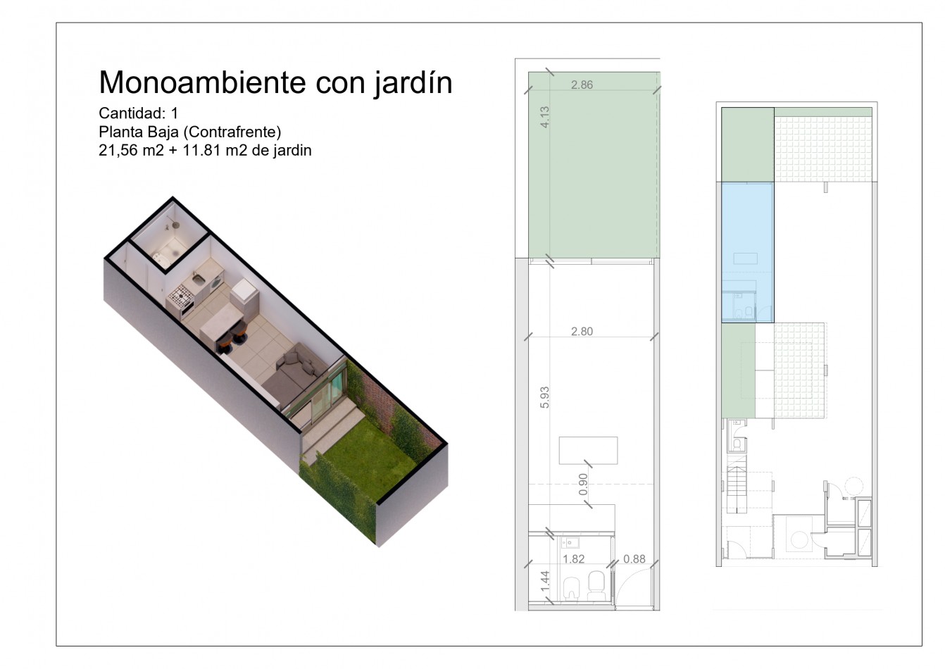 DEPARTAMENTO DE DOS AMBIENTES, EN 2° PISO, AL FRENTE CON BALCON, 28M2 A ESTRENAR.