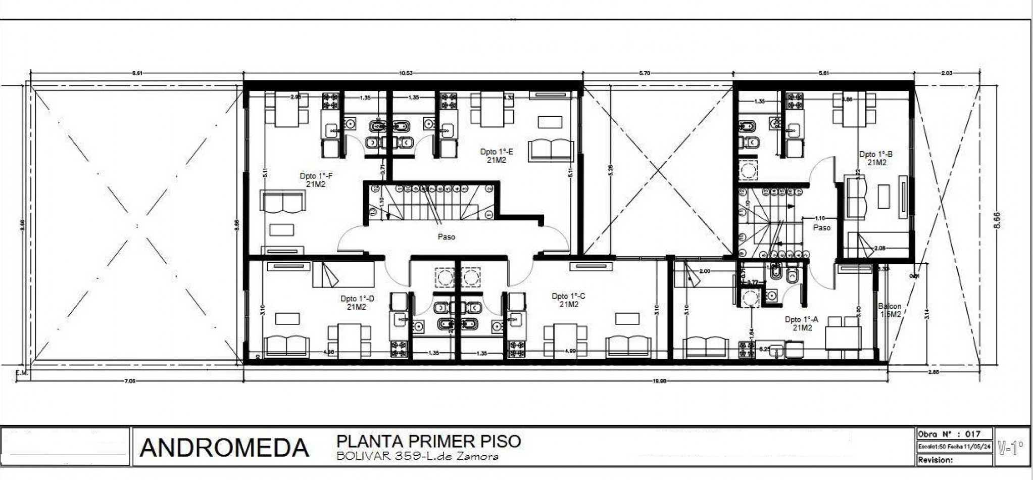 MONOAMBIENTE EN PISO 2°, DTO F, A ESTRENAR, 21M2.