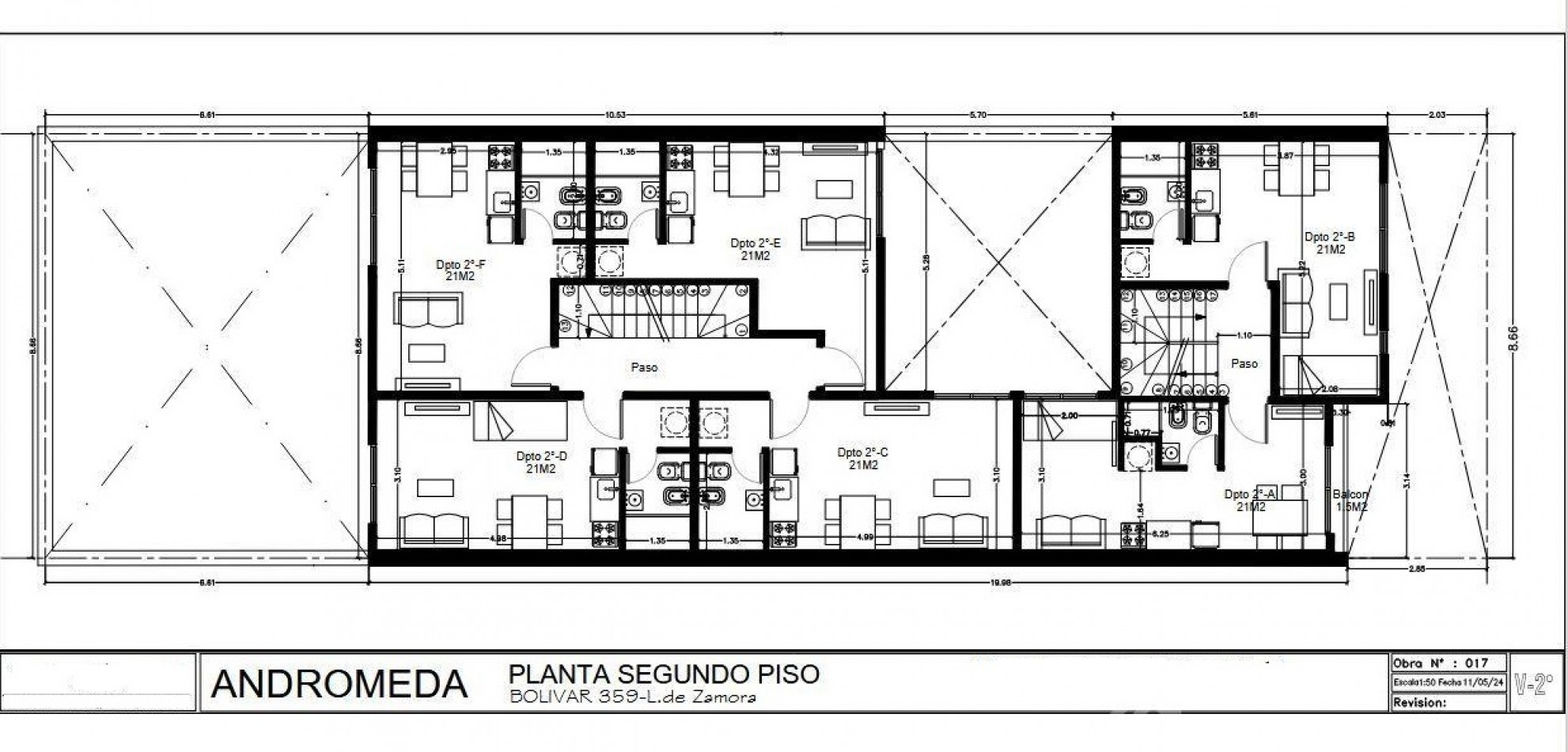 MONOAMBIENTE INTERNO, PISO 1°, DTO C, A ESTRENAR, 21M2.