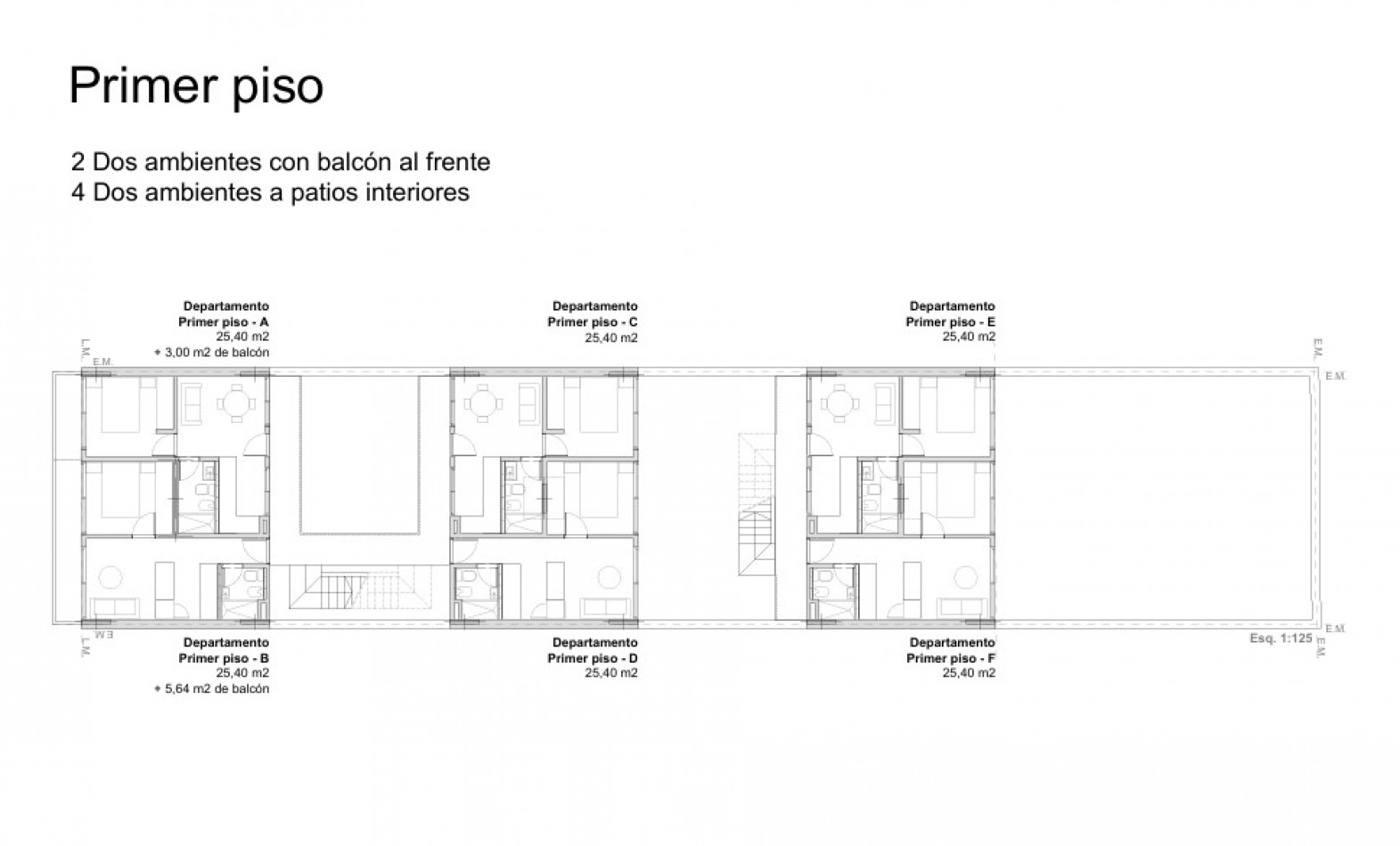 DEPARTAMENTO DE 2 AMBIENTES EN 2°PISO, INTERNO, A ESTRENAR DE 25,4M2 