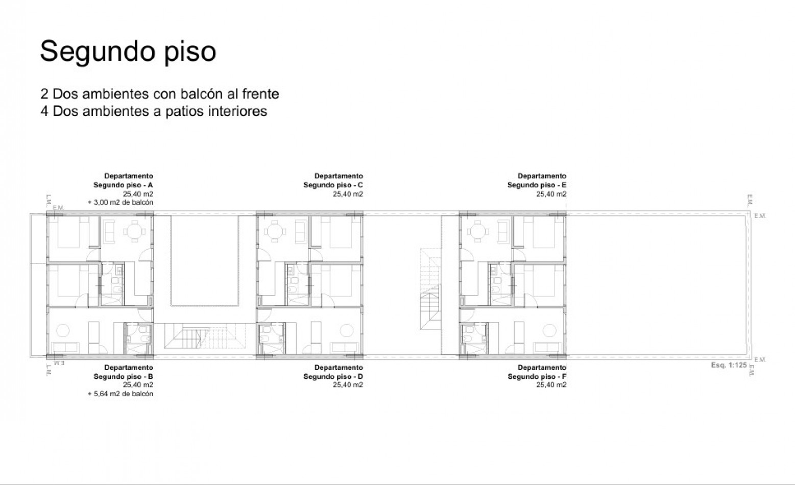 DEPARTAMENTO DE 2 AMBIENTES EN 2°PISO, INTERNO, A ESTRENAR DE 25,4M2 