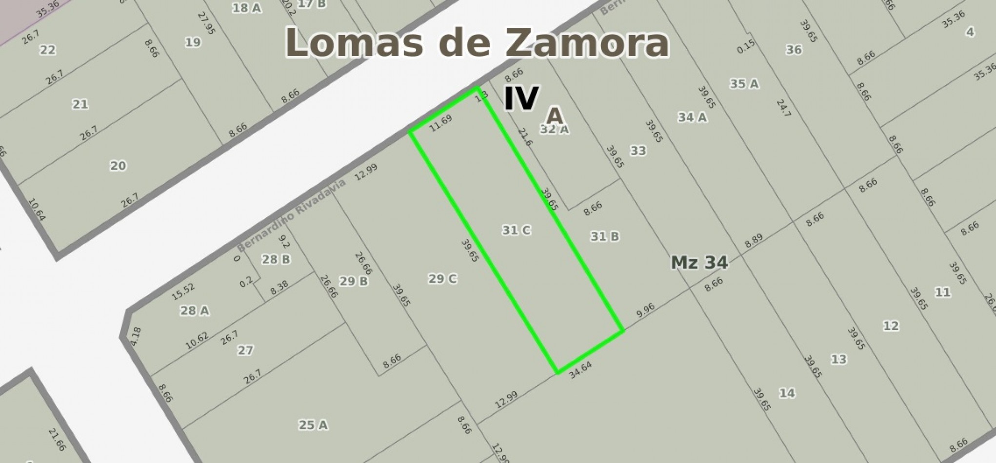 LOTE DE 11,69MTS DE FRENTE X 39.65MTS DE FONDO. SUPERFICIE TOTAL DE 464M2. 