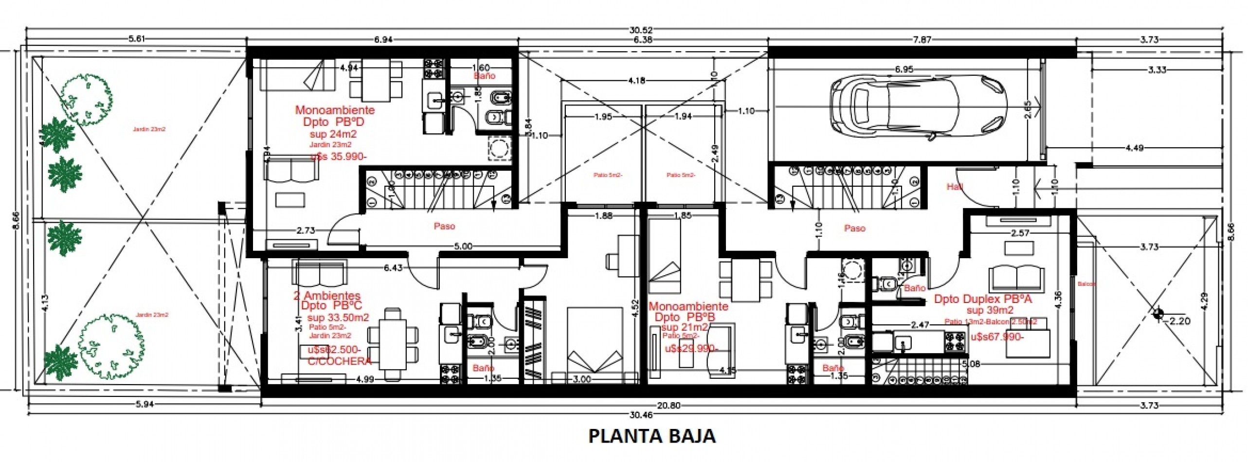 MONOAMBIENTE EN 1ER PISO, DTO C, 21M2, BANFIELD.