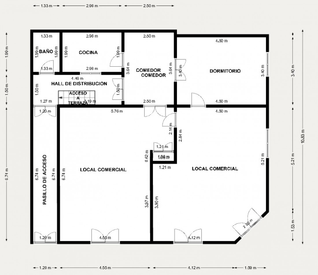 LOCAL COMERCIAL DE 70 M2 ,CON VIVIENDA DE 2 AMBIENTES.