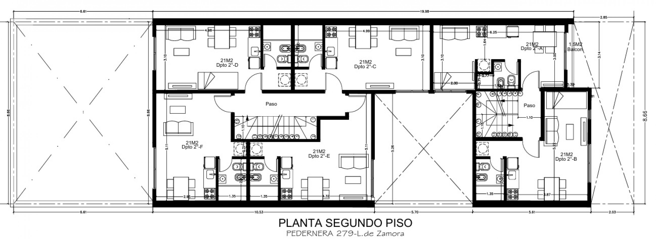 MONOAMBIENTE A ESTRENAR, EN 2° PISO, INTERNO, 21M2.
