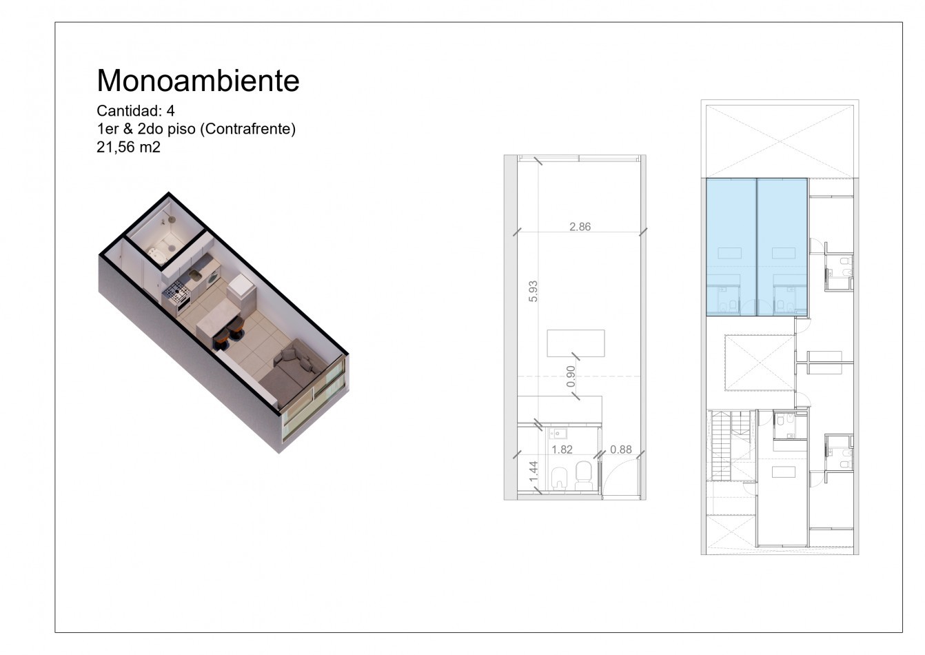 MONOAMBIENTE EN 1° PISO ,AL FRENTE CON BALCON, 27M2 A ESTRENAR.