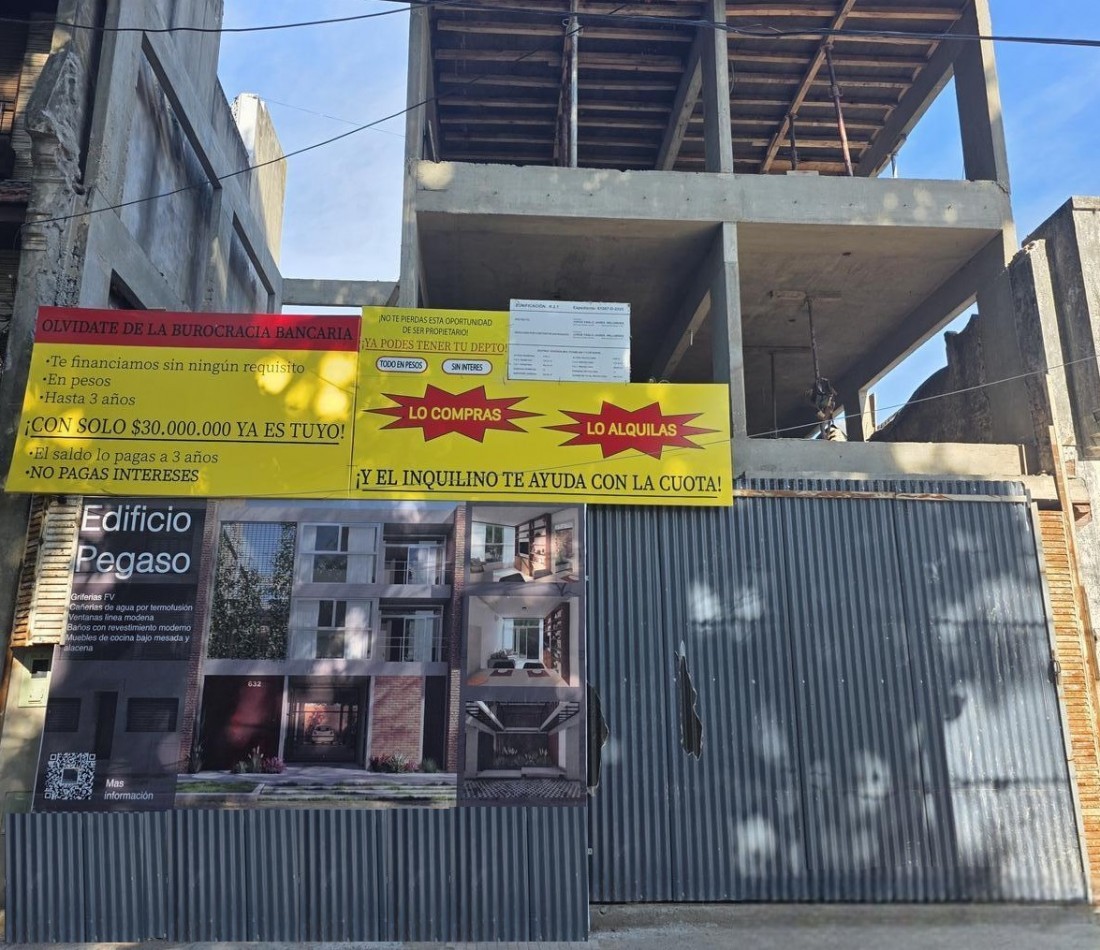 DEPARTAMENTO MONOAMBIENTE EN 1° PISO, DTO C, AL CONTRAFRENTE, 22M2 A ESTRENAR.